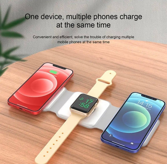 3-in-1 Fast Wireless Charging Station for iPhone, Apple Watch, AirPods & Samsung Devices