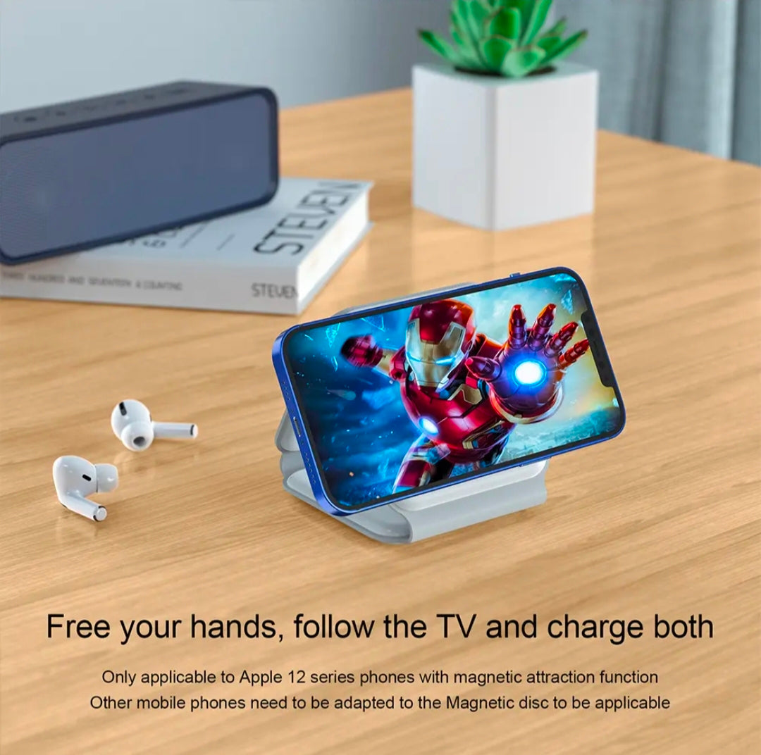 3-in-1 Fast Wireless Charging Station for iPhone, Apple Watch, AirPods & Samsung Devices